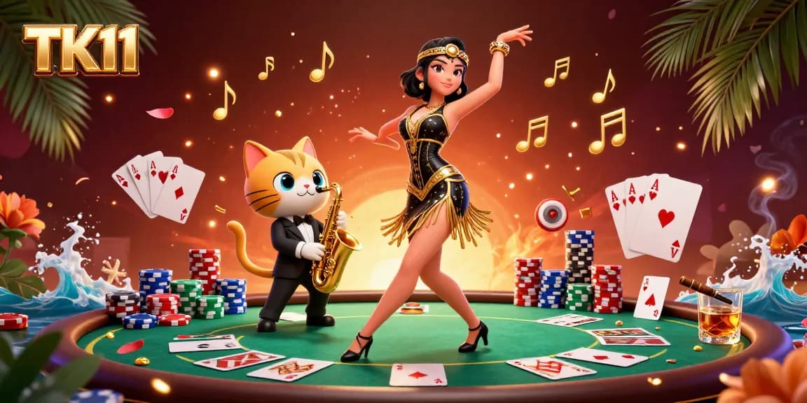 Spin the reels and win big with TK11's exciting casino games in a vibrant scene.
