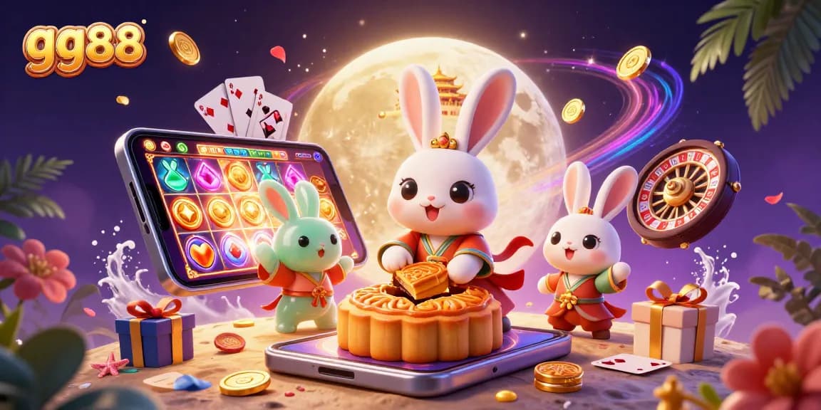 Experience thrilling gameplay at gg88 with a dynamic illustration featuring iconic casino elements.