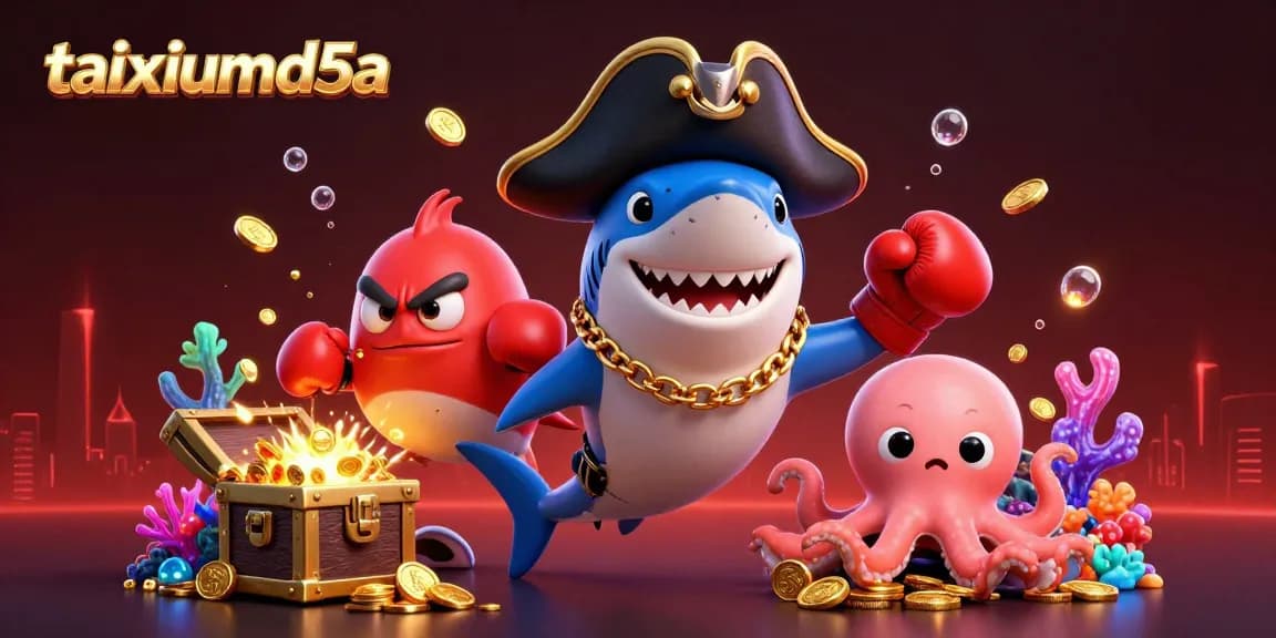 Play and win big in taixiumd5a with colorful treasures and lively characters in an underwater casino scene.