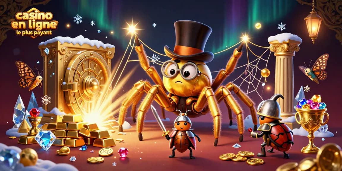 Visualisez les gains au casino en ligne le plus payant avec une araignée dorée et un chevalier.