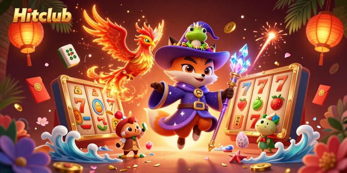 Hitclub's dynamic gaming scene with mystical characters and vibrant slot elements enhancing the thrill.