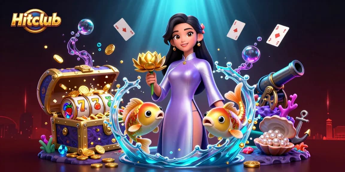 Engage with Hitclub's unique gaming experience featuring vibrant characters and casino elements.