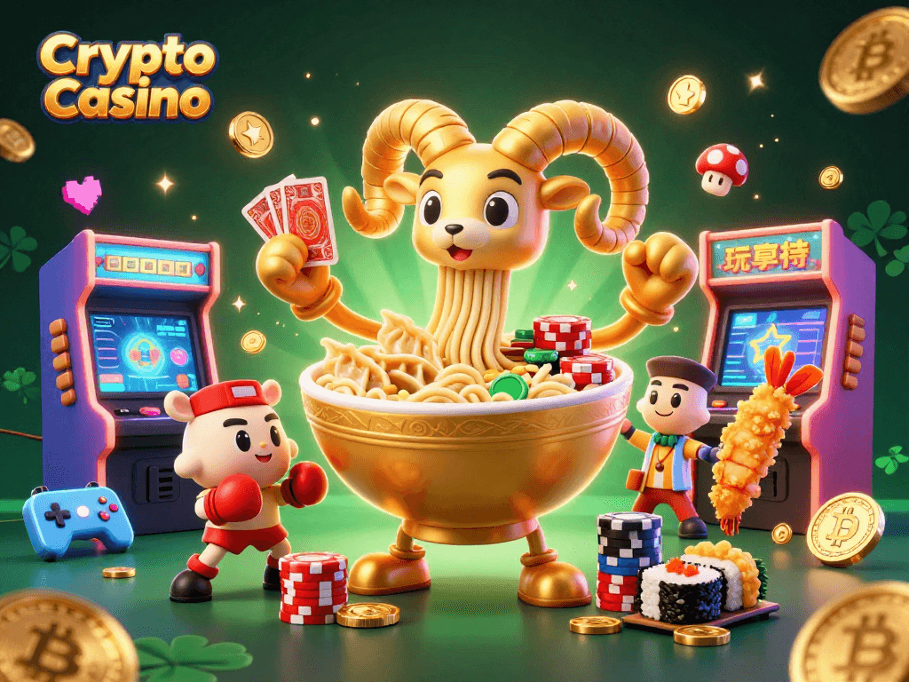 Engage in the vibrant Crypto Casino experience with colorful elements and animated characters showcasing fun gameplay.