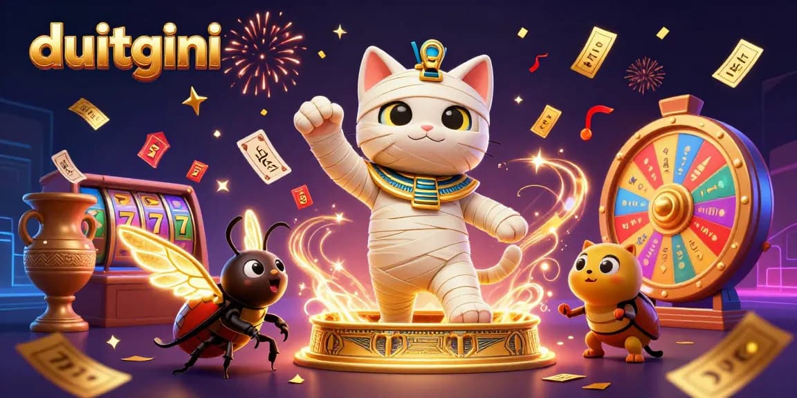 Dive into excitement with duitgini's captivating mummy cat and golden sarcophagus, filling your gaming experience.