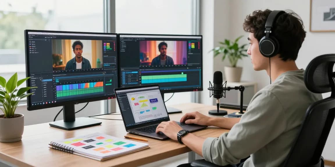 Content creator using seedance 2.0 to generate cinematic videos in a modern workspace