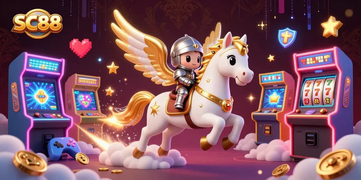 Engage with SC88 and explore vibrant casino games in a dynamic 3D illustration.