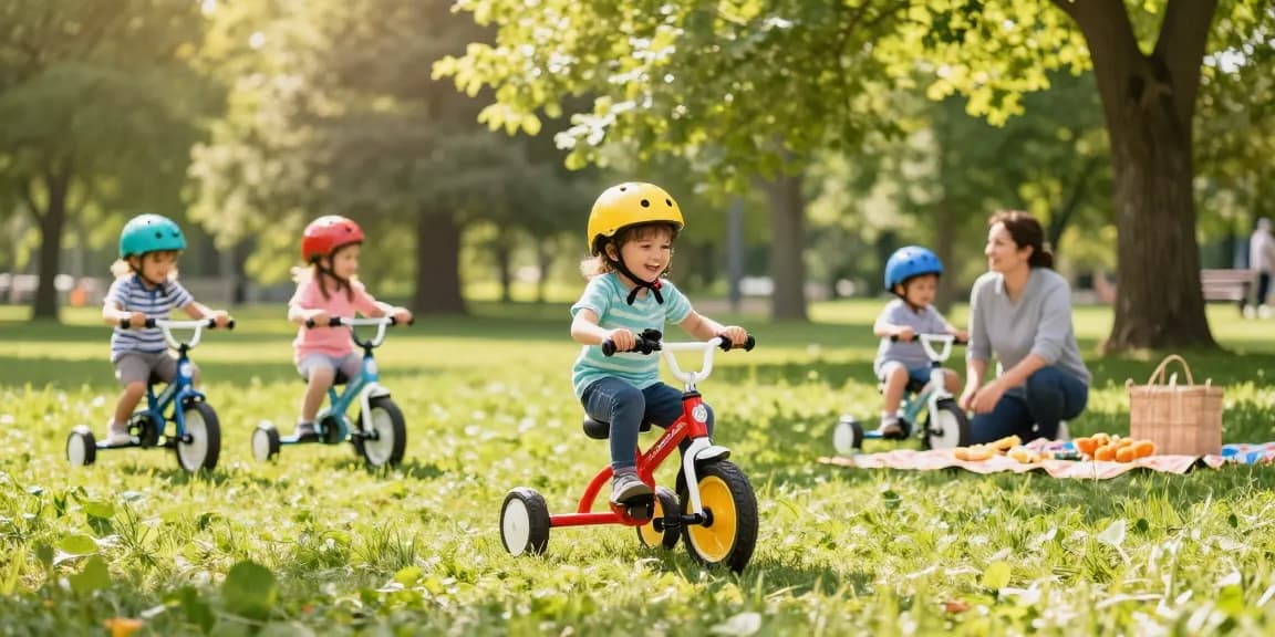 Child riding one of the best kids tricycles in a sunny park, enjoying outdoor fun.