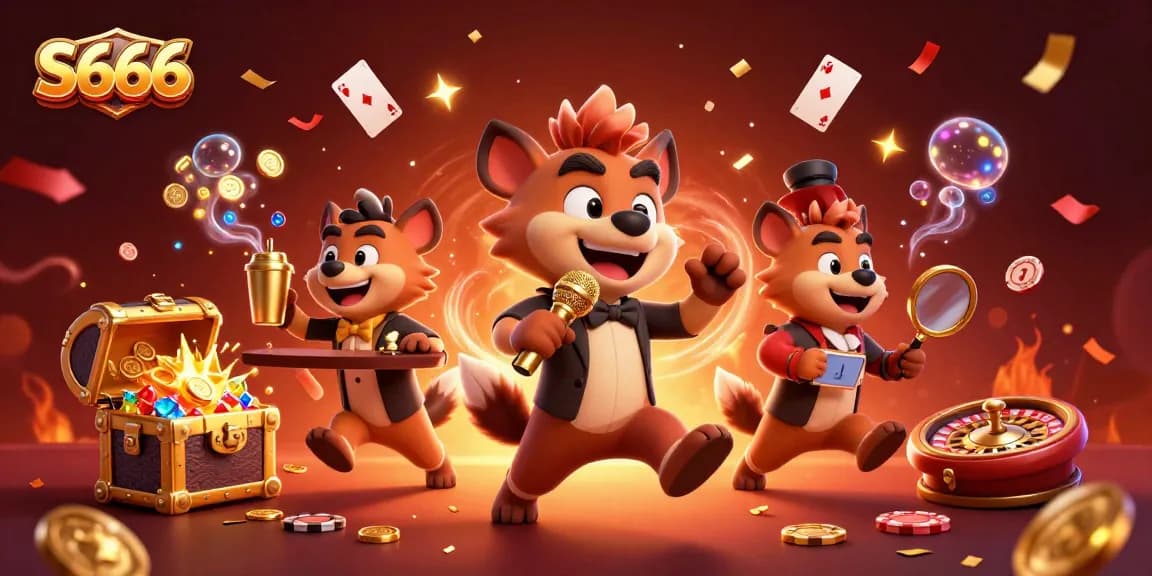 Experience thrilling games and fun at S666’s vibrant casino with energetic characters and dynamic elements.