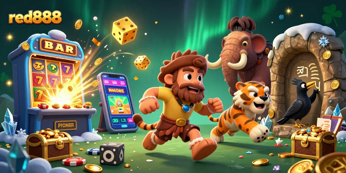 Experience exhilarating wins at red888 with a whimsical casino scene featuring fun characters and exciting game elements.