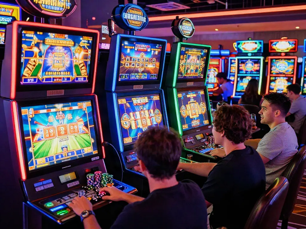 Exciting gaming experience at DA88 online casino with vibrant slot machines.
