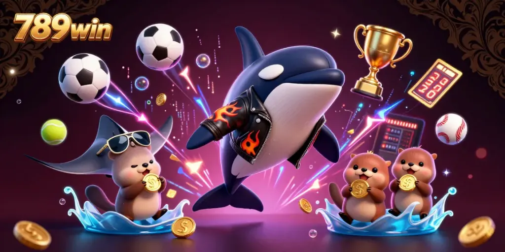 Experience thrilling sports betting action with 789win, featuring dynamic characters celebrating wins.