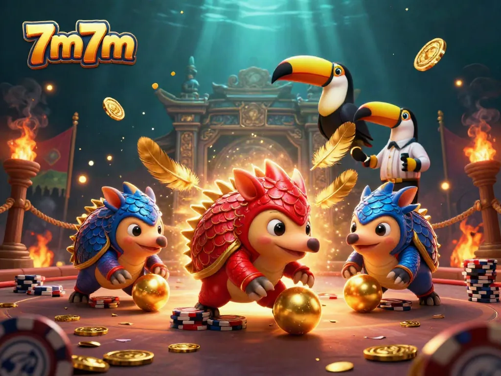 Experience the excitement of 7m7m as pangolins roll through golden balls and poker chips.