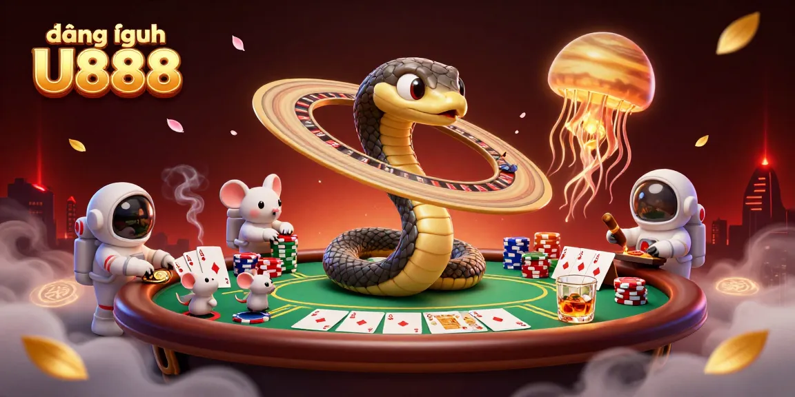 Experience the excitement of đăng nhập U888 with vibrant casino elements in a stunning 3D illustration.