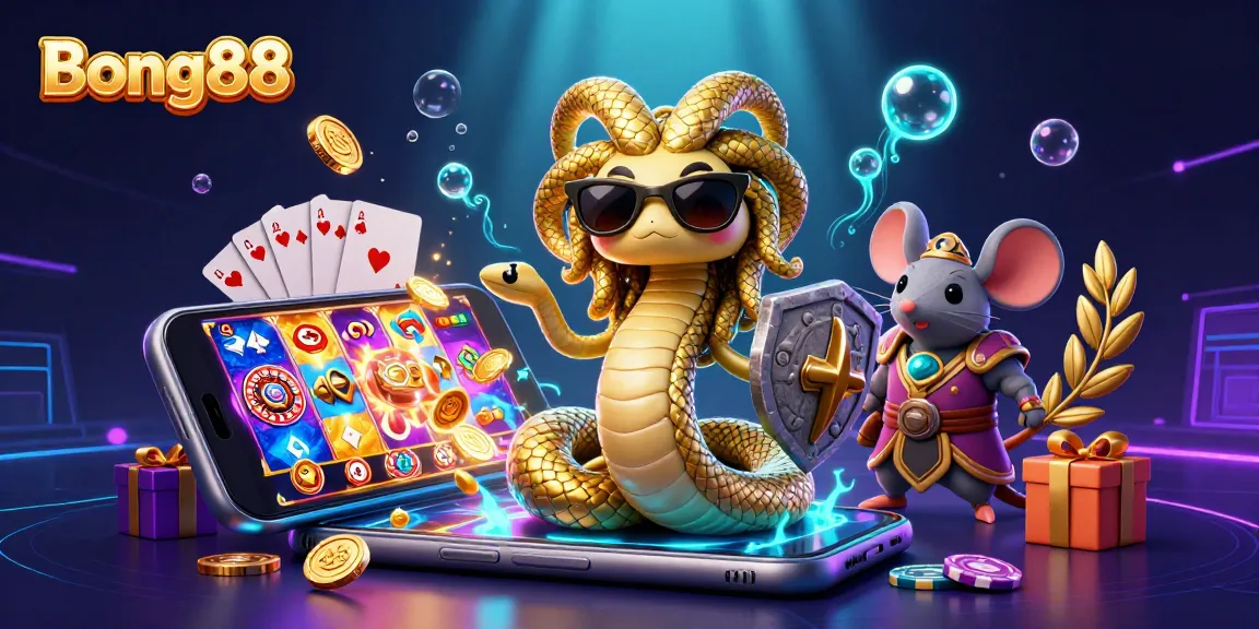 Bong88 captures Medusa and a warrior mouse in an exciting casino scene, showcasing dynamic gaming elements.