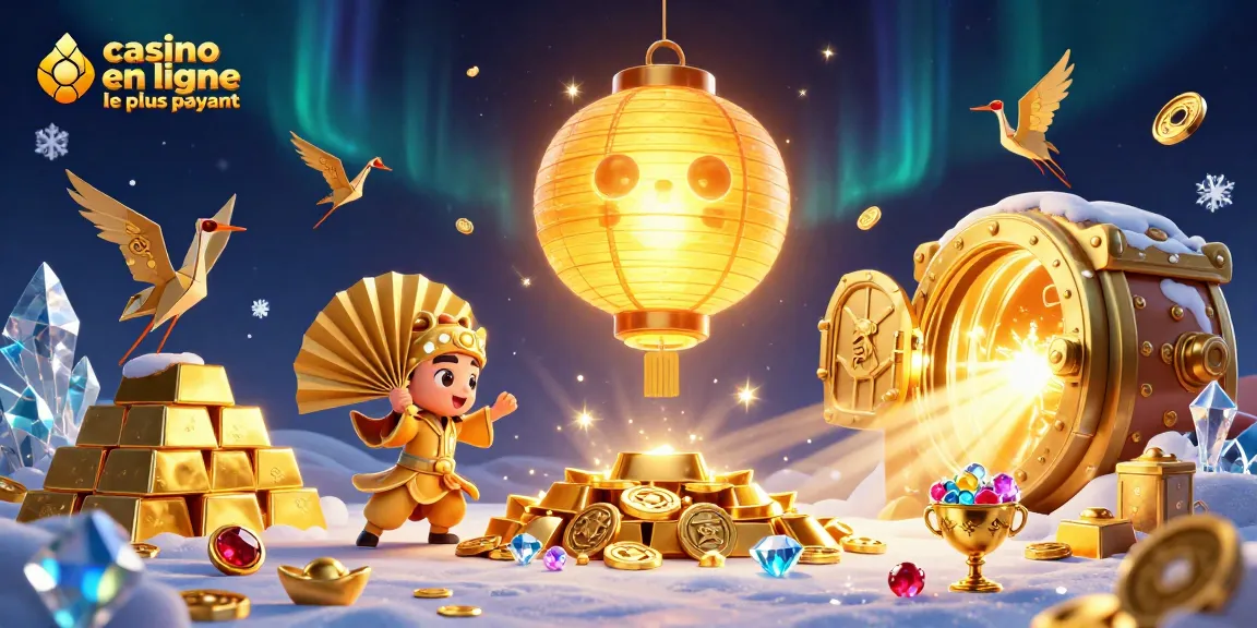 Illustration de casino en ligne le plus payant avec des personnages dorés et des éléments riches