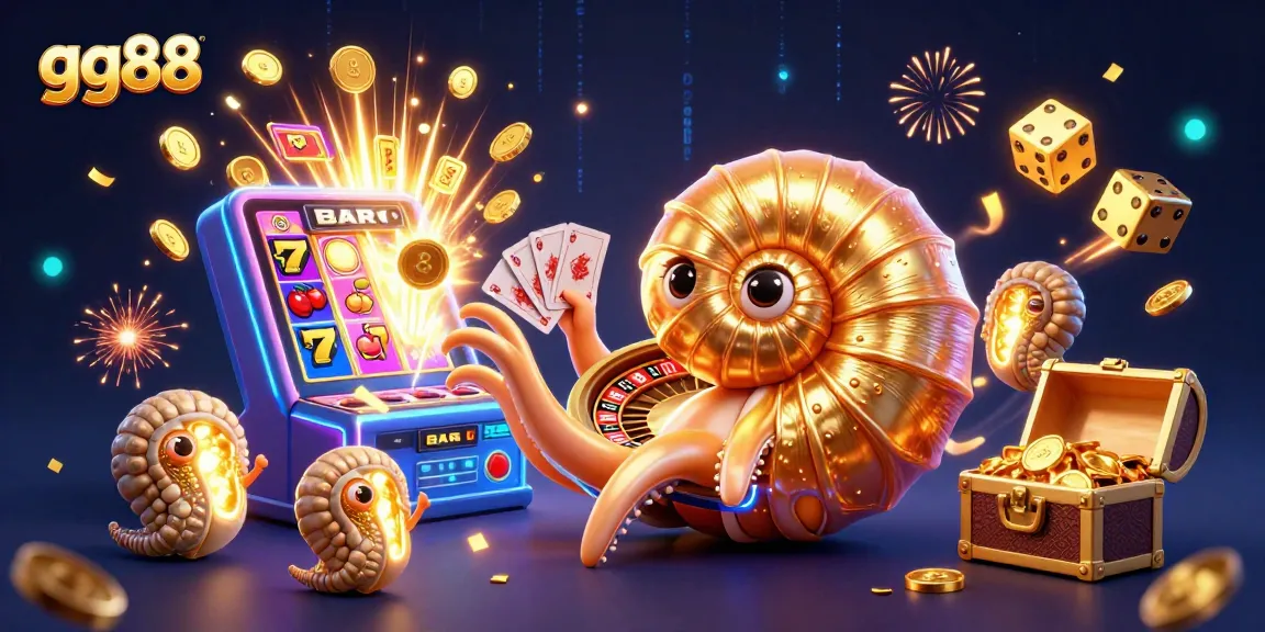 Engage in fun gambling at gg88 with a giant nautilus roulette wheel and festive jackpot explosion.