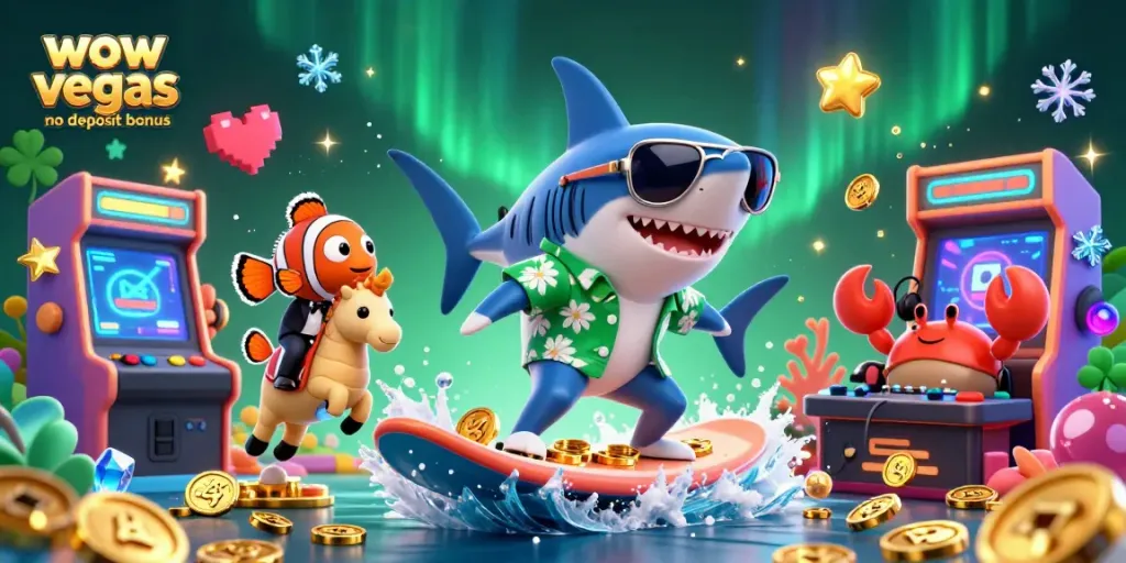 Experience thrilling play with wow vegas no deposit bonus, featuring a vibrant 3D casino scene.