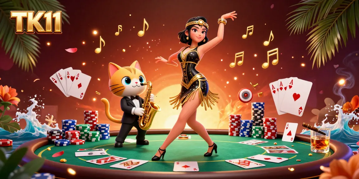 Spin the reels and win big with TK11's exciting casino games in a vibrant scene.