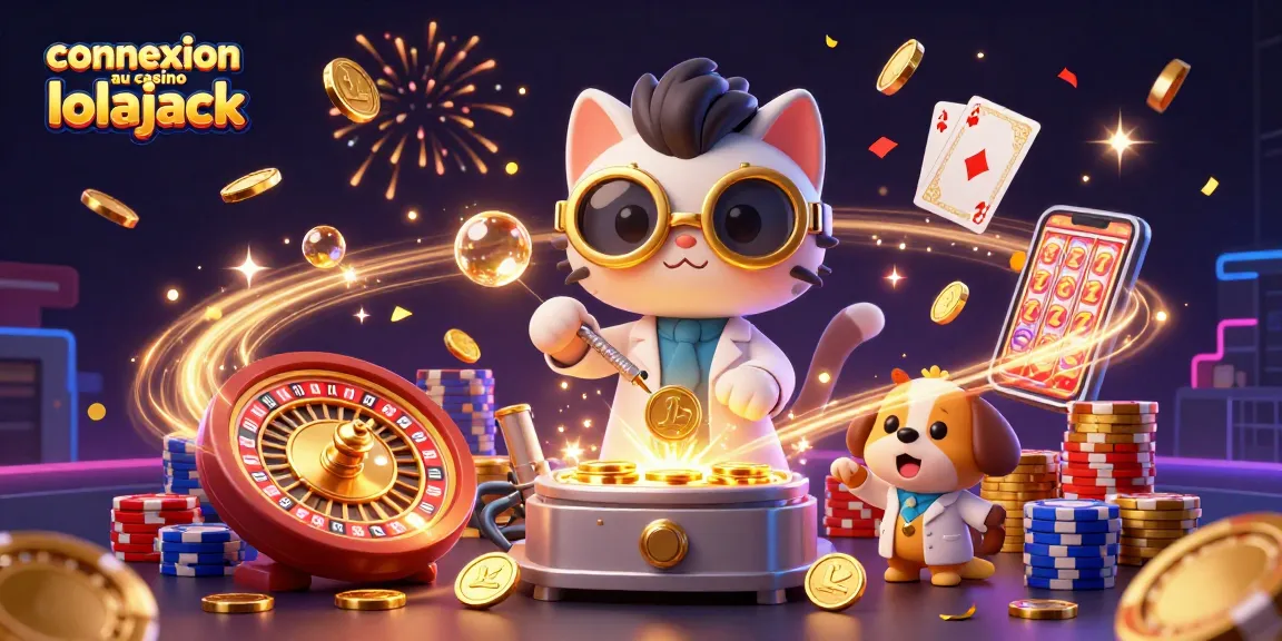 Experience thrilling gaming at connexion au casino lolajack with animated characters, coins, and casino elements!