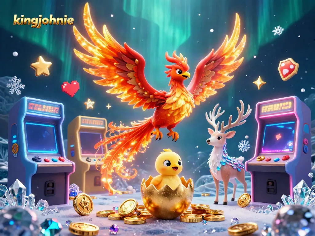 Engage with kingjohnnie in a vibrant 3D scene filled with gaming and casino elements.