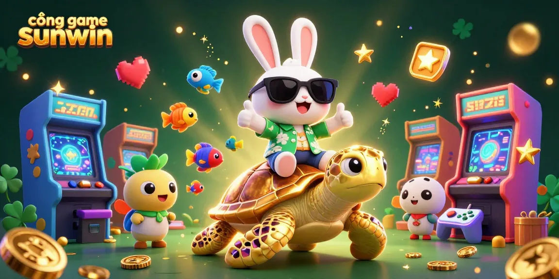 Win big at cổng game sunwin with this vibrant 3D illustration featuring lucky characters and gaming elements.