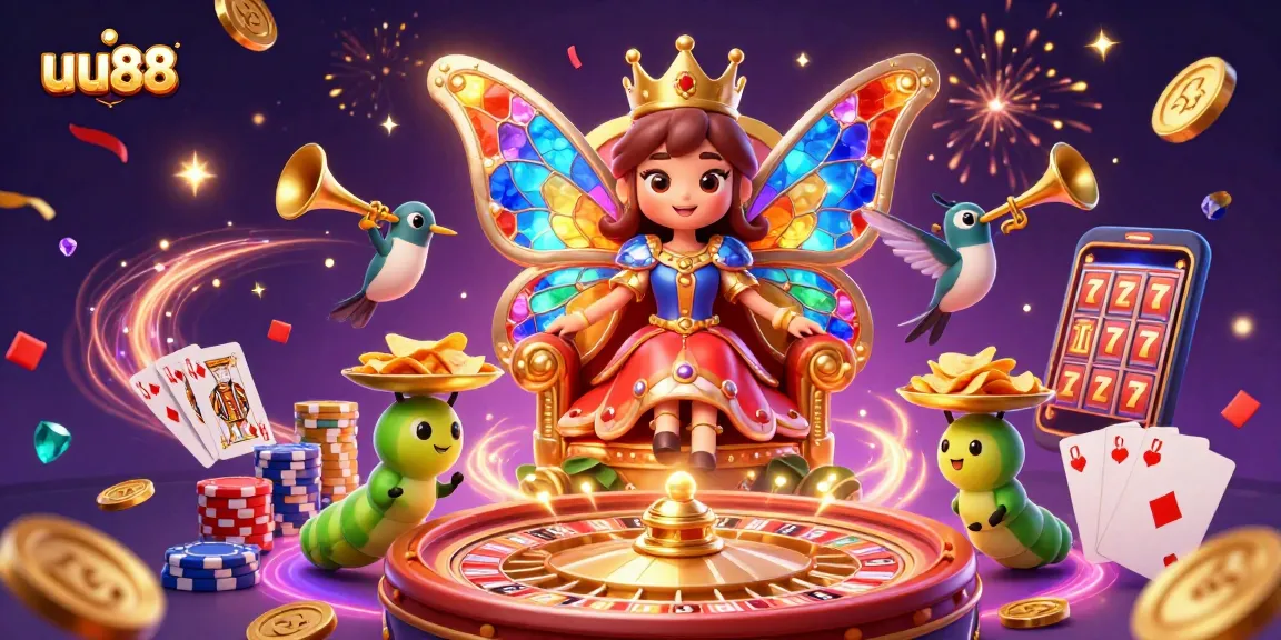 Join the gaming celebration at uu88 as vibrant butterflies and caterpillars bring the casino to life!