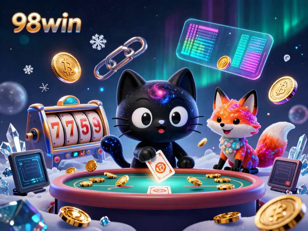 Experience thrilling gameplay at 98win with dynamic stunning visuals of a cosmic casino scene.