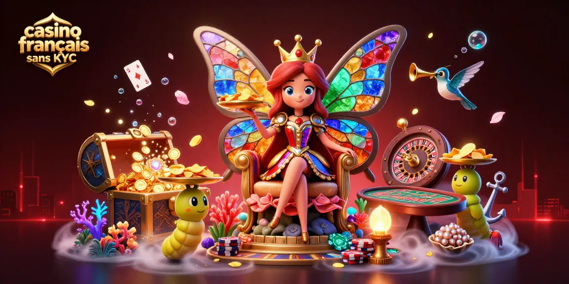 Gagnez à votre jeu avec le casino français sans KYC, illustrant des thèmes de casino pétillants et riches.