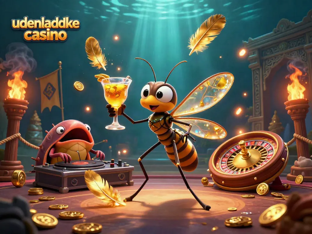 Experience the excitement of udenlandske casino with a frozen-in-amber mosquito mascot and a trilobite DJ.