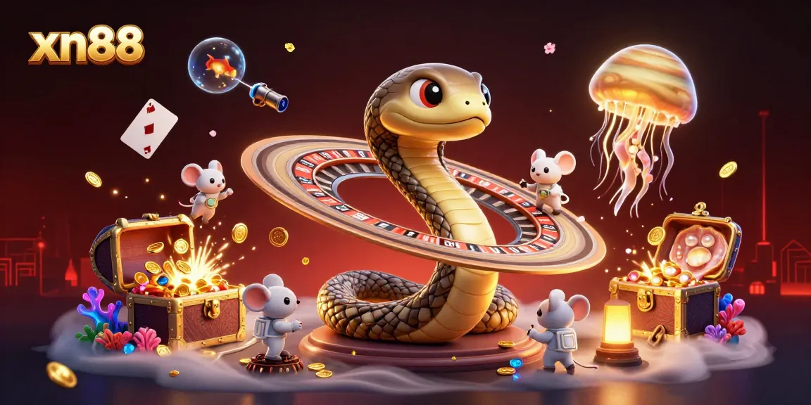 Engage in excitement at xn88's cosmic casino with a vibrant 3D illustration of a roulette wheel made of Saturn rings.