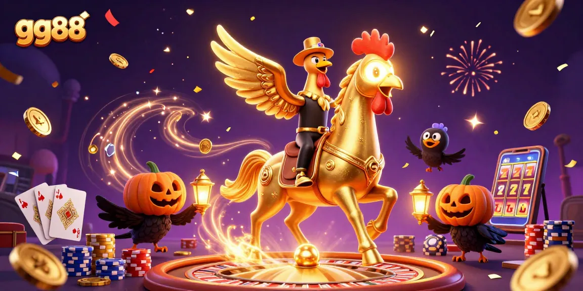 Experience thrilling wins with gg88 in a vibrant casino scene filled with golden treasures.
