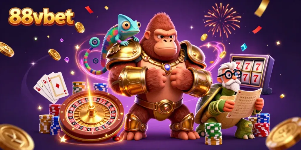 Experience thrilling action at 88vbet with vibrant characters and dynamic casino elements.