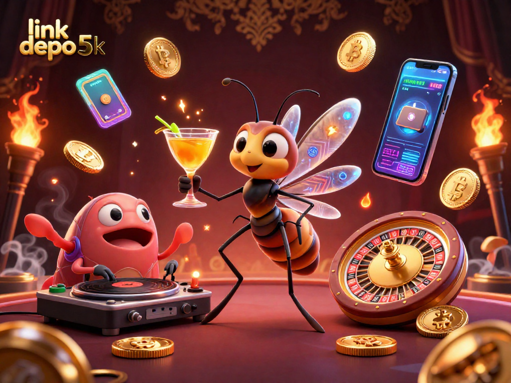 Join the excitement at link depo 5k, where a vibrant 3D scene showcases unique casino elements.