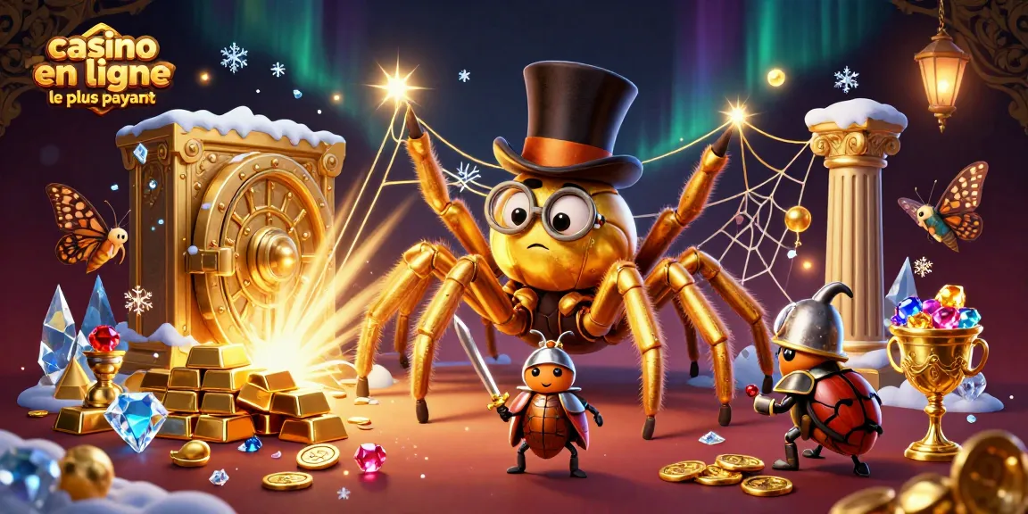 Visualisez les gains au casino en ligne le plus payant avec une araignée dorée et un chevalier.