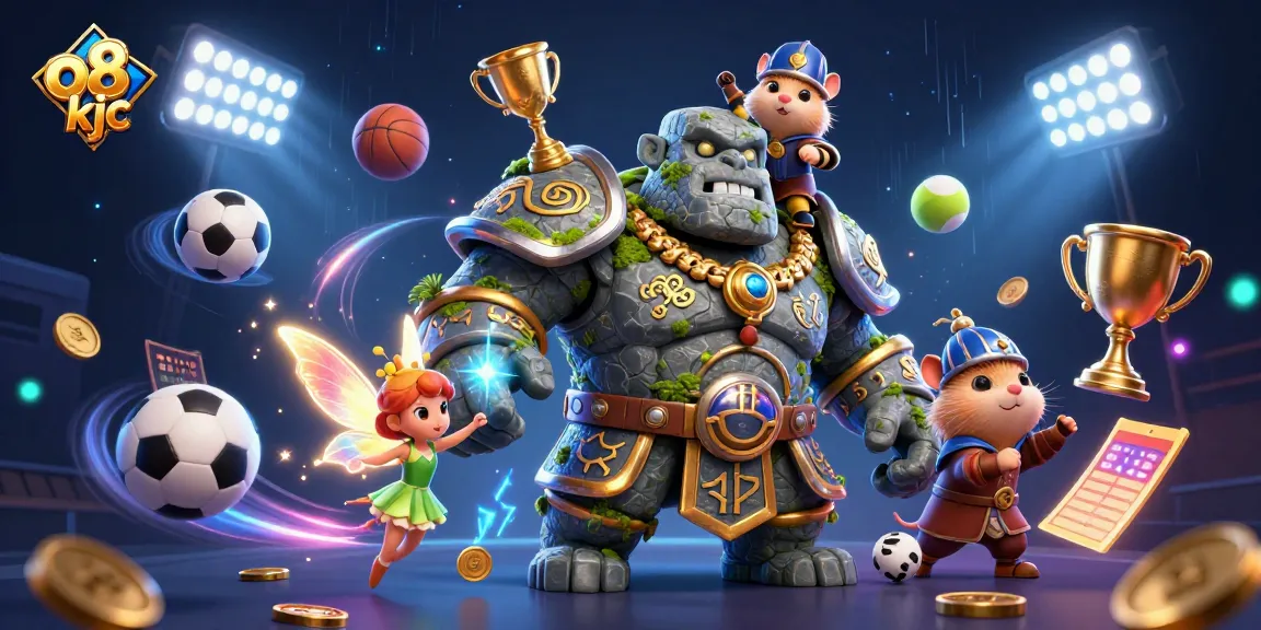 Engage in the thrilling world of online gaming with o8 kjc, featuring a golem guardian and brave hamster knight.