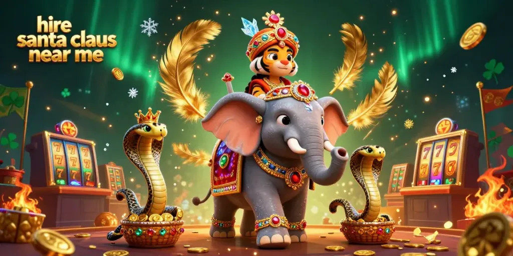 Experience the thrill of hiring Santa Claus near me while enjoying a vibrant casino scene packed with excitement.