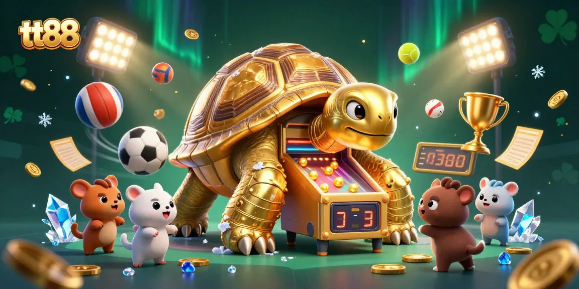 Experience exciting casino gameplay with tt88's vibrant 3D illustration featuring dynamic slot machines and playful characters.