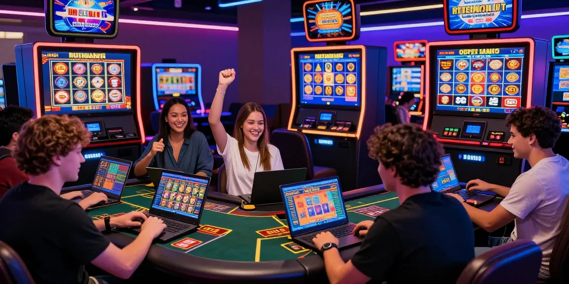 Exciting scene of players enjoying games on link apizeus777 online casino, surrounded by vibrant graphics and community spirit.