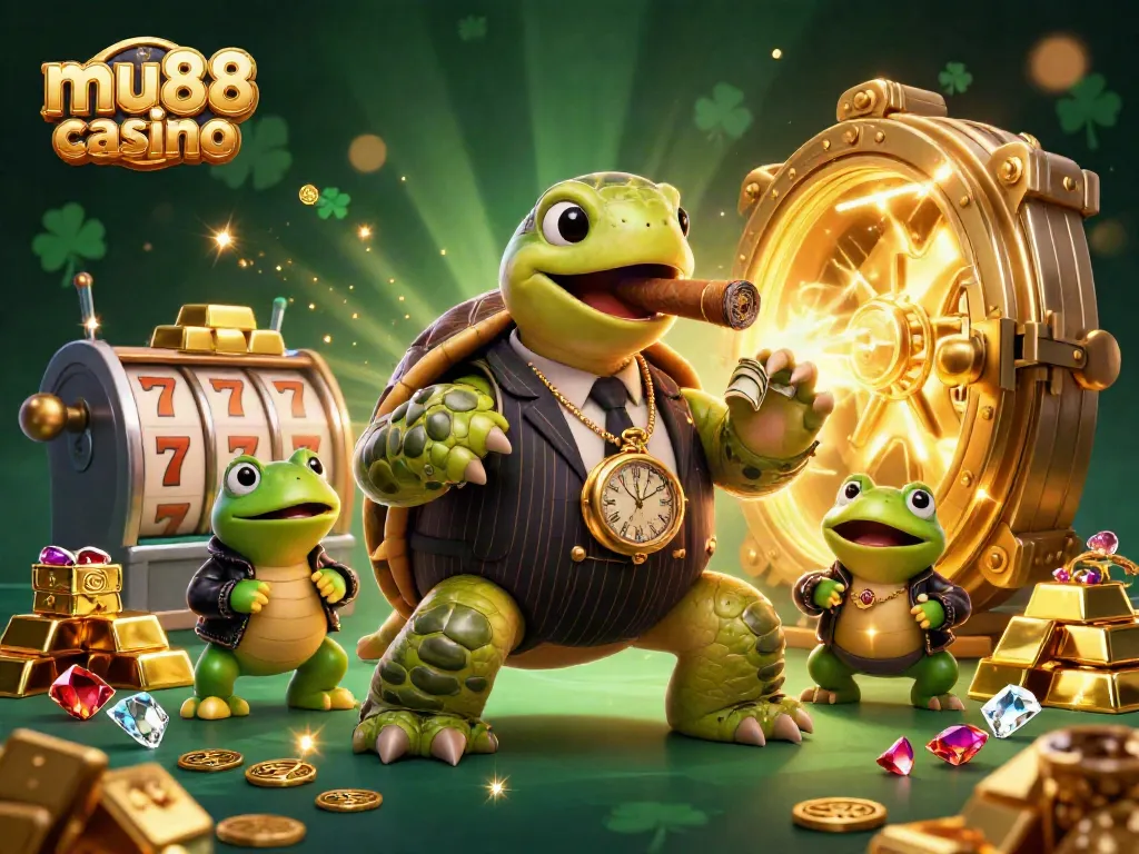 Engage in exciting gameplay at mu88 casino with captivating cartoon imagery, showcasing cash and rewards.