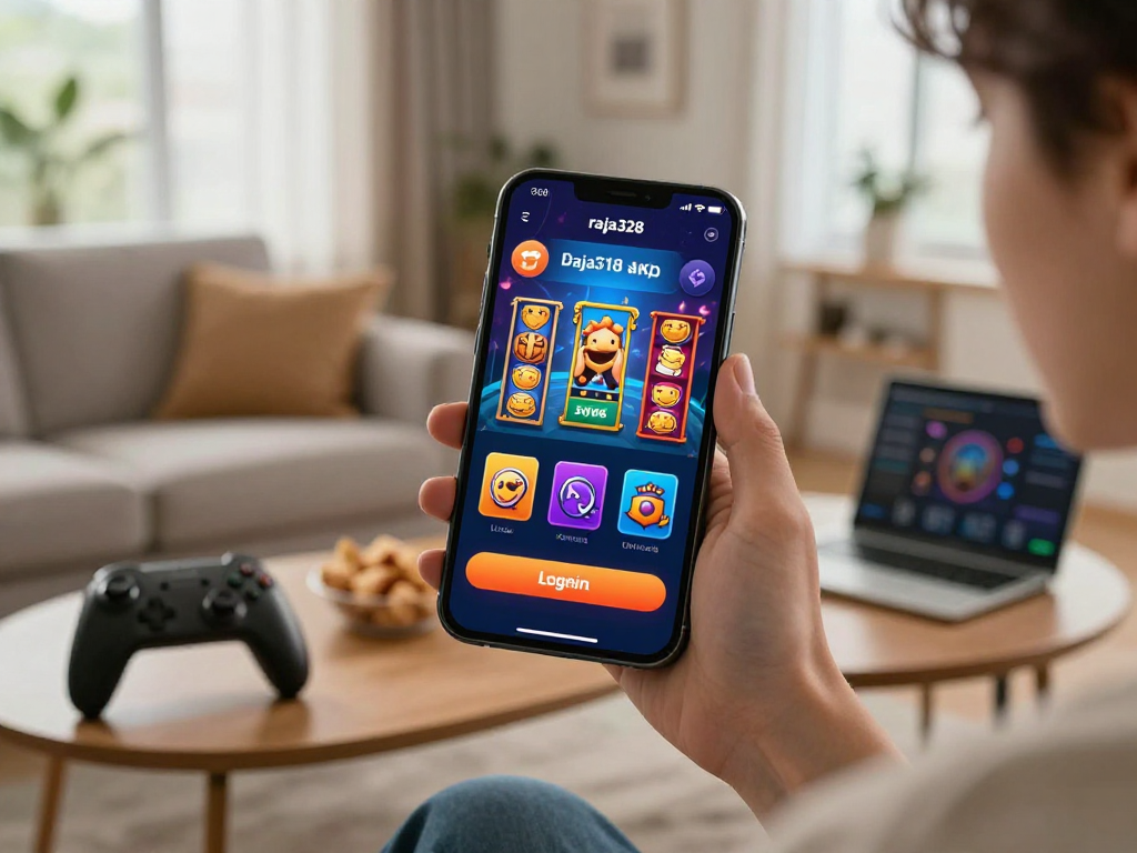 Engaging dynamic scene of the raja328 apk login on a smartphone, showcasing an immersive gaming experience.