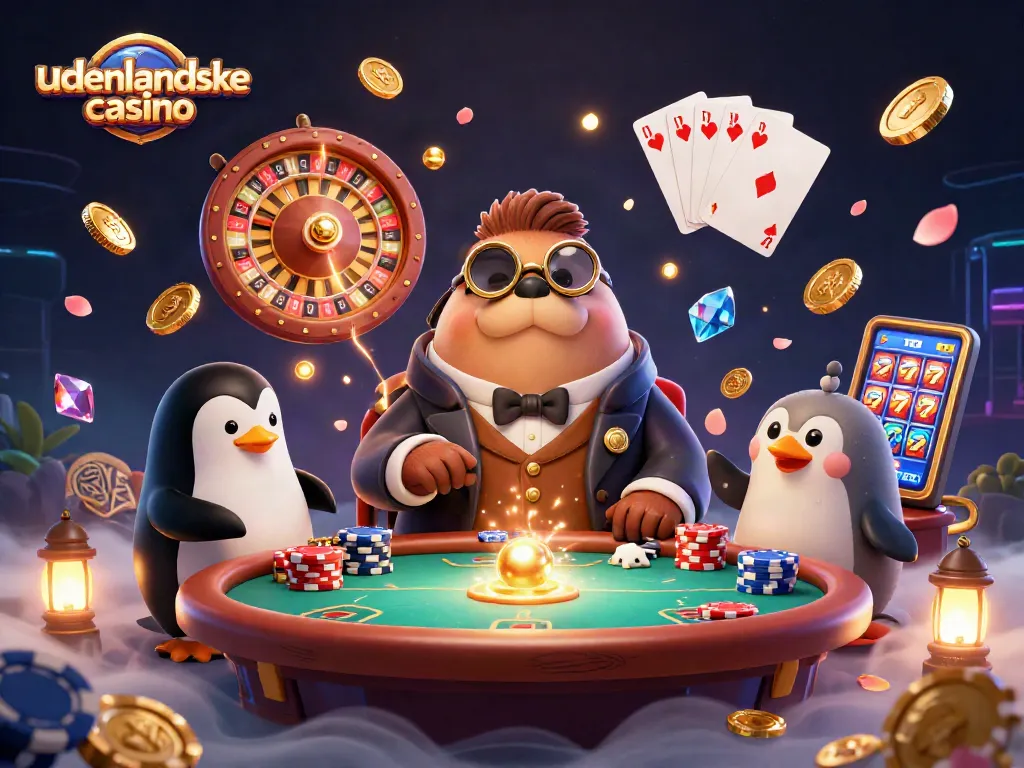 Experience the excitement of udenlandske casino with vibrant games and characters in this underwater scene.