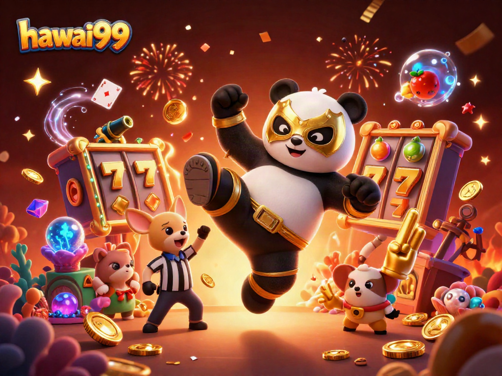 Experience the vibrant energy of hawai99 amidst 3D animated casino excitement and celebration.