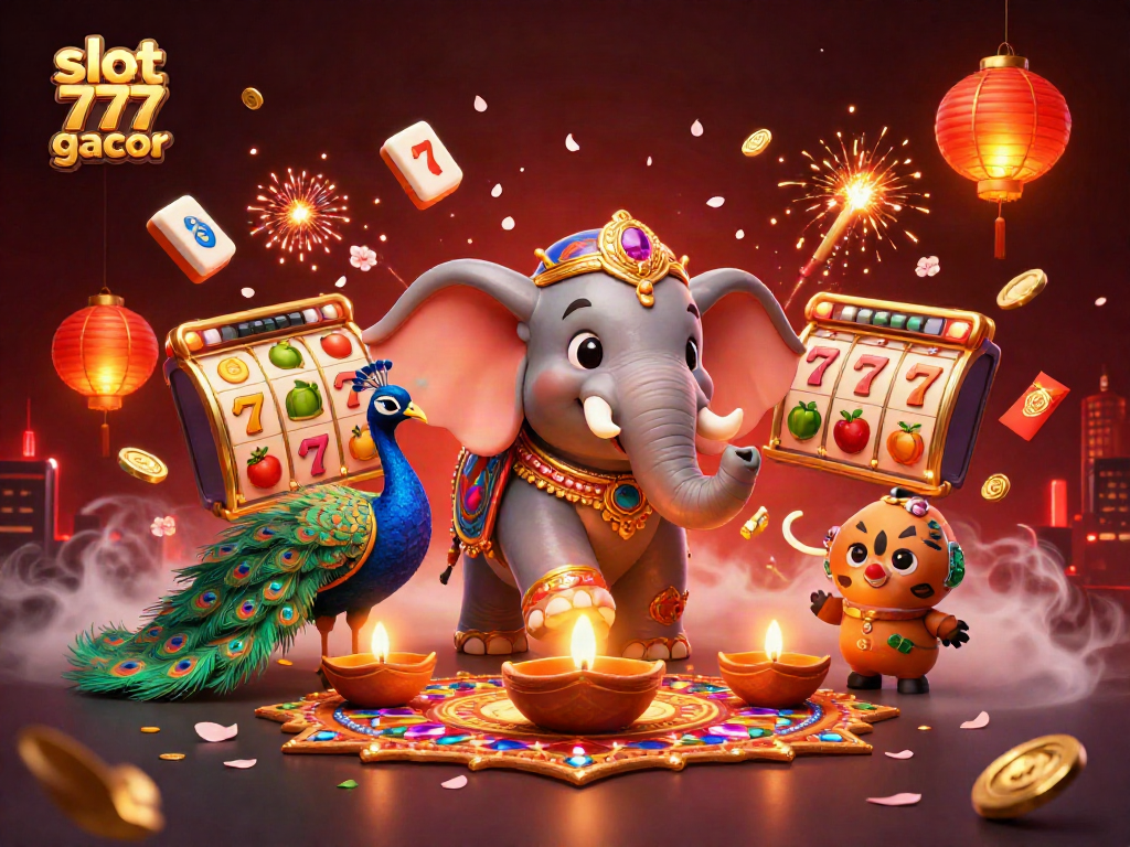 Engage with slot 777 gacor in an exciting casino scene featuring vibrant characters and dynamic gaming elements.