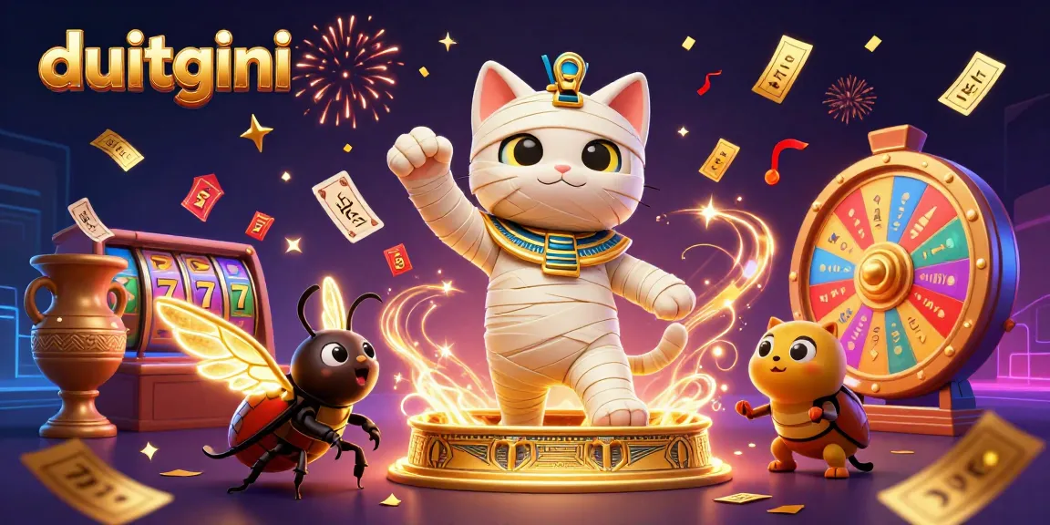 Dive into excitement with duitgini's captivating mummy cat and golden sarcophagus, filling your gaming experience.