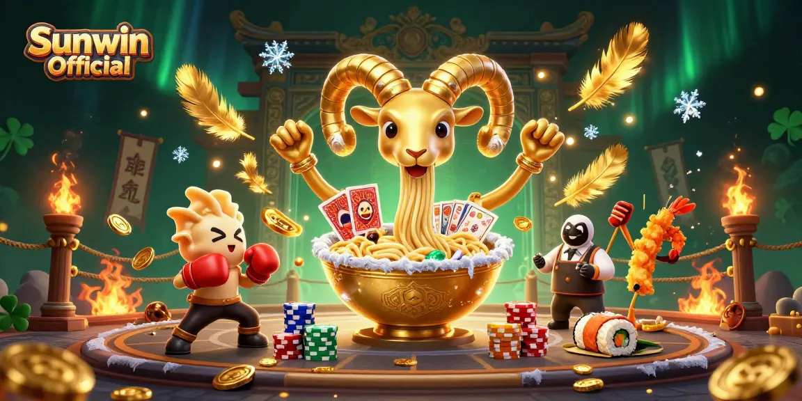 Experience thrilling gameplay with Sunwin Official's vibrant illustration featuring dynamic casino characters and elements.