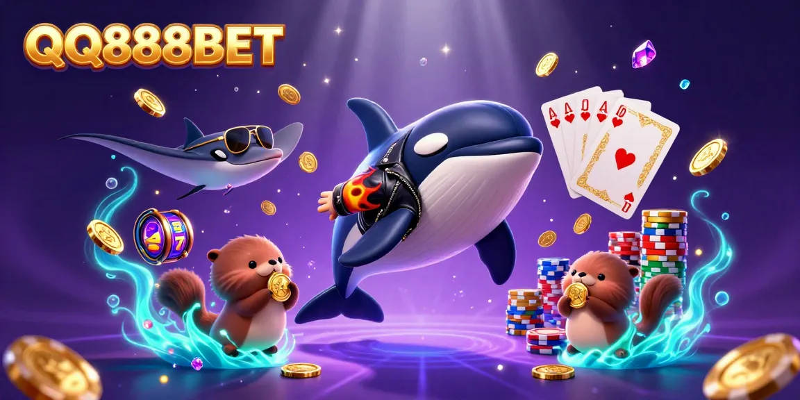 Engage in thrilling gameplay at QQ888BET with 3D characters surrounded by dynamic casino elements.