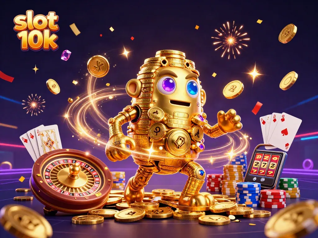 Win big with slot 10k in immersive 3D casino adventures featuring golden golem and vibrant gameplay.