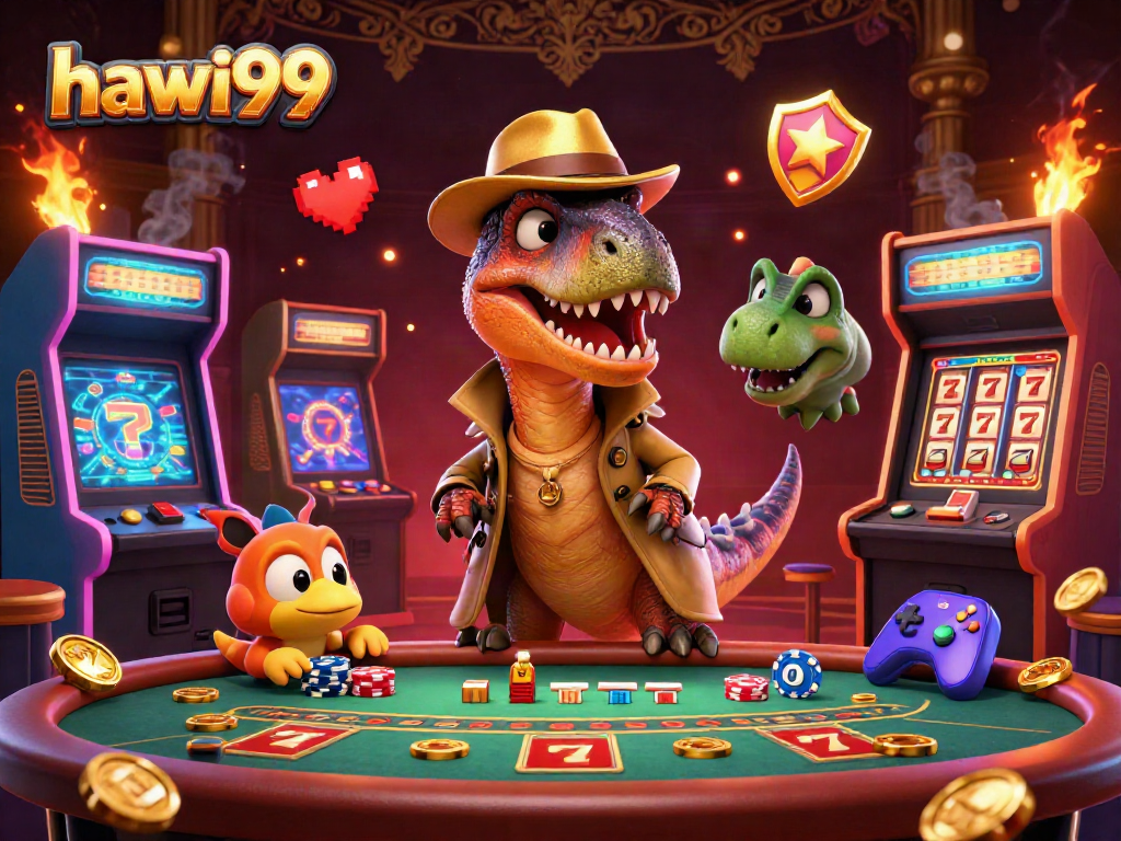 Enjoy thrilling blackjack action at hawai99 Casino, featuring a dynamic velociraptor card counter and rich gaming elements.