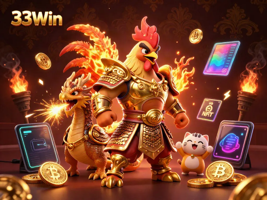 Engage with thrilling action at 33Win with vibrant characters and rich digital casino elements.