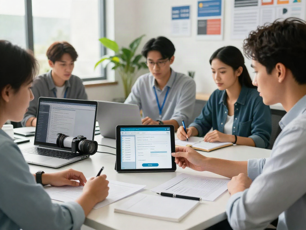 Team collaborating in a professional tax office to start a service bureau.